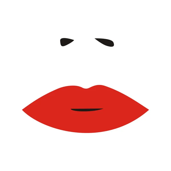 Nariz de mulher e lábios vermelhos. Cara de mulher sexy. Vector. Ilustração — Vetor de Stock
