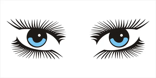 Mulher azul olhando ícone olhos no fundo branco. vetor — Vetor de Stock