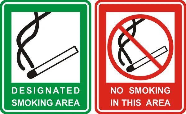 Κάπνισμα και χώρος καπνιζόντων υπογράφουν σύνολο. Εικονογράφηση διάνυσμα — Διανυσματικό Αρχείο