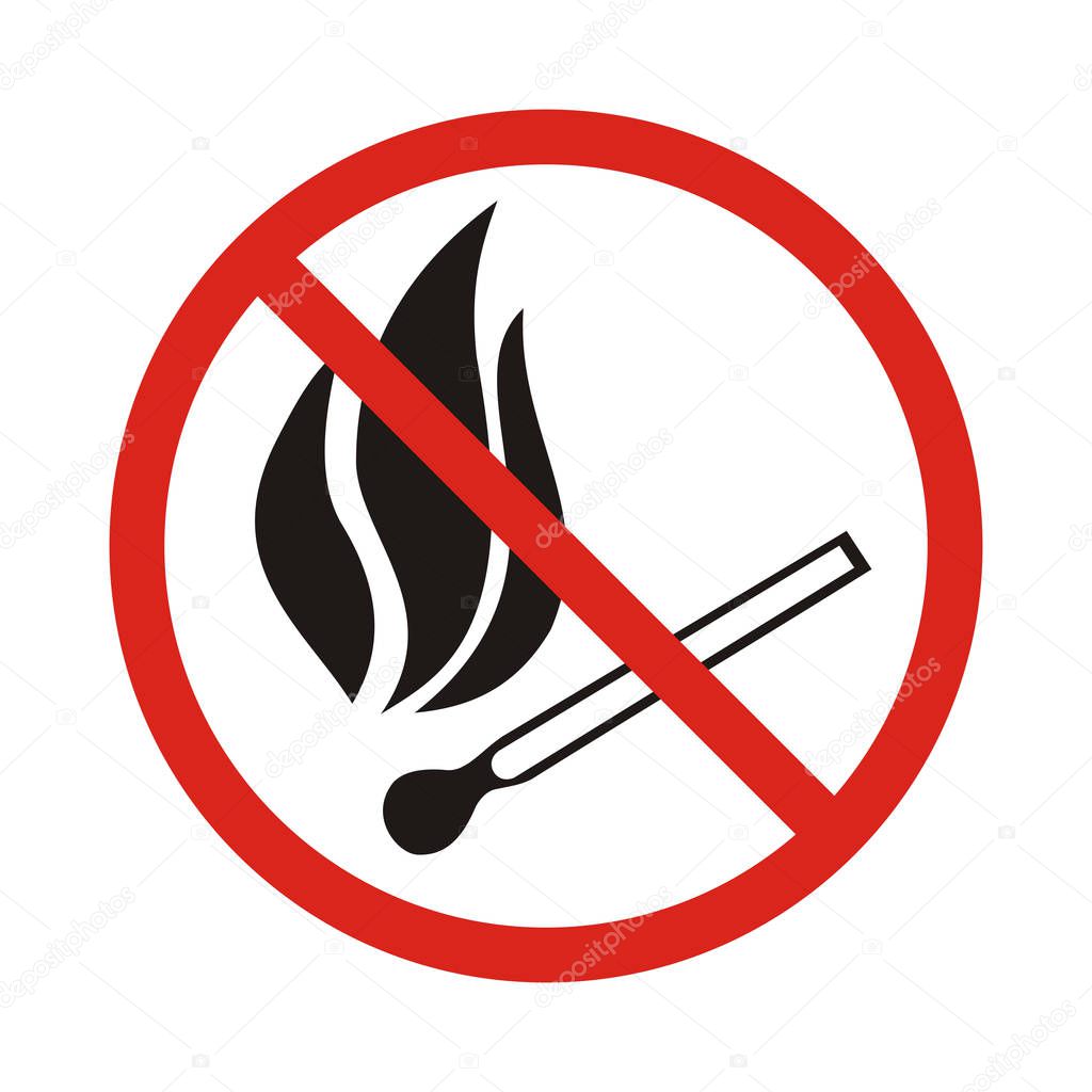 Fire emergency icons. Vector illustration. No open flames.