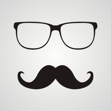 Retro hipster bıyık ve gözlük simgesi.