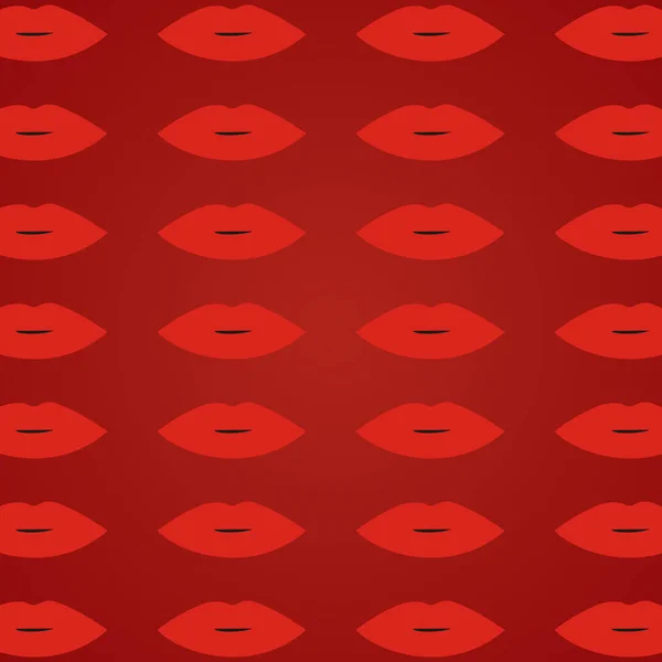 女性の唇の赤背景。赤の開いた唇パターン。グラマー唇 V — ストックベクタ