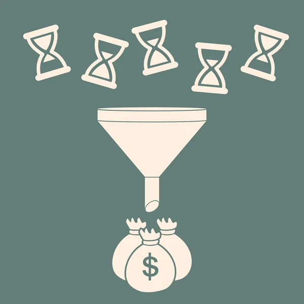 Huni akışı ve etkili zaman yönetimi kavramı. Düz illustra