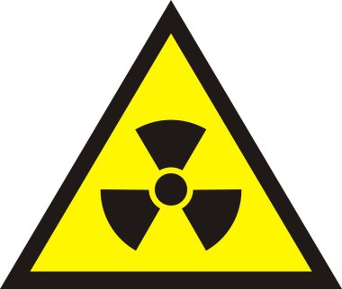 Nükleer radyasyon sembolü - radyoaktif oturum içinde sarı renk ISO