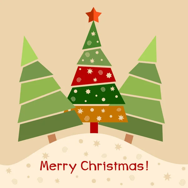 Noel tebrik kartı. Süslenmiş Noel ağacı. vektör illust