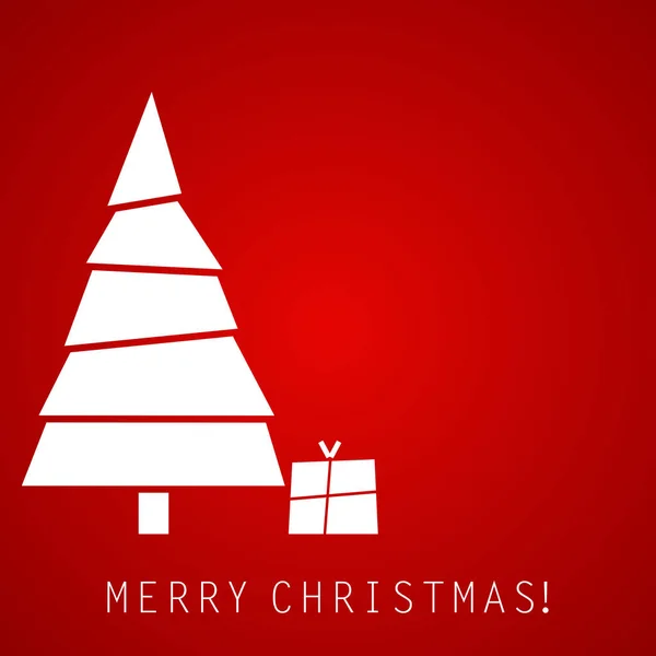 Árbol de Navidad con regalo, diseño de vector creativo rojo — Vector de stock