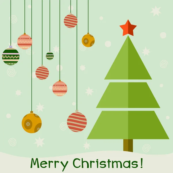 Vintage Noel kartı ağaç ve topları, Noel kartı ile