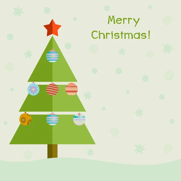 Dekorasyon topları ile Noel ağacı. Noel kartı.