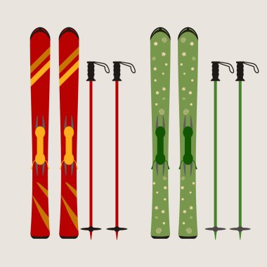 ski and ski sticks vector illustration clipart