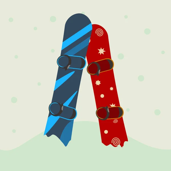 Deux snowboards dans la neige. illustration vectorielle — Image vectorielle