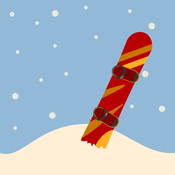Snowboard, stojící ve sněhu — Stockový vektor
