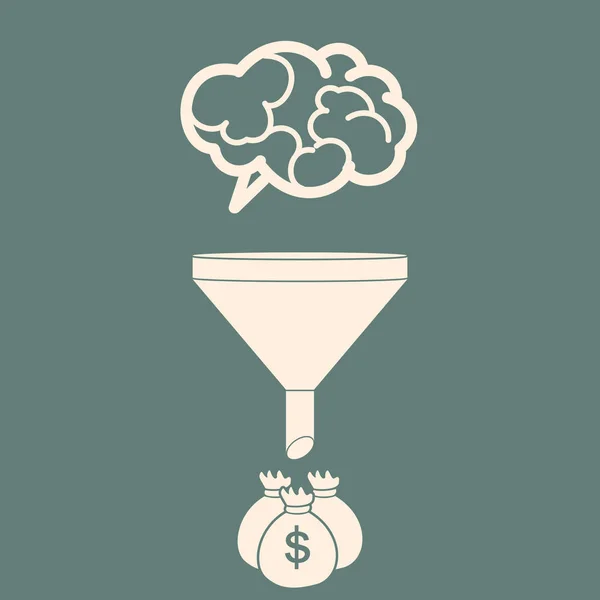 Πωλήσεις Χωνί μετατροπή εγκεφάλους σε χρήματα. Επίπεδη στυλ. Il διάνυσμα — Διανυσματικό Αρχείο