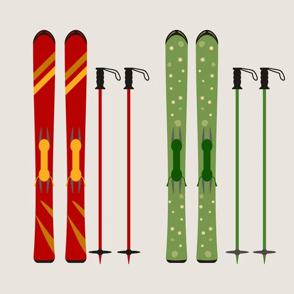 Illustration vectorielle des bâtons de ski et de ski — Image vectorielle