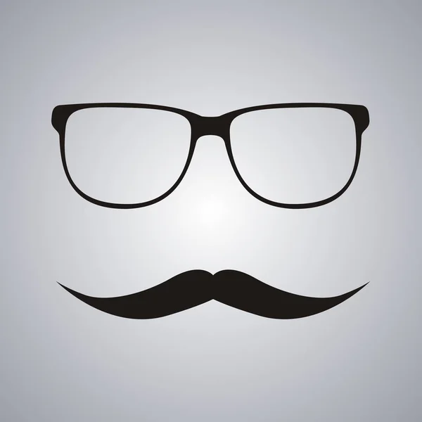 hipster gözlük ve bıyıklı. vektör çizim