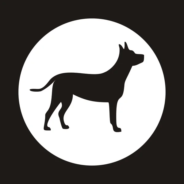 Vektor silhuett av en hund på vit cirkel — Stock vektor