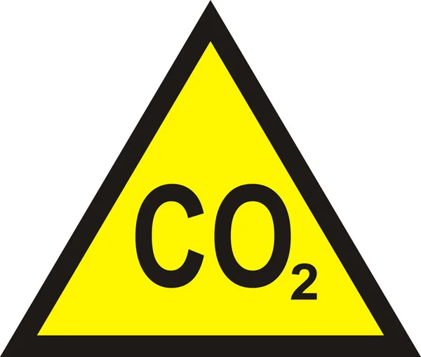 CO2 yellow triangular warning sign , carbon dioxide warning sign — Stock Vector