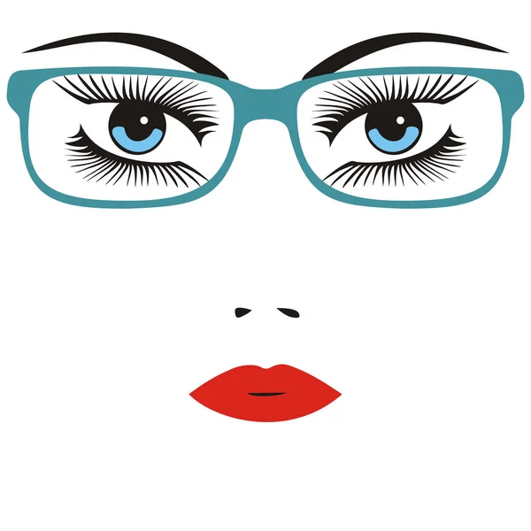 Hermosa mujer joven inteligente con gafas. ilustración vectorial Vector de stock