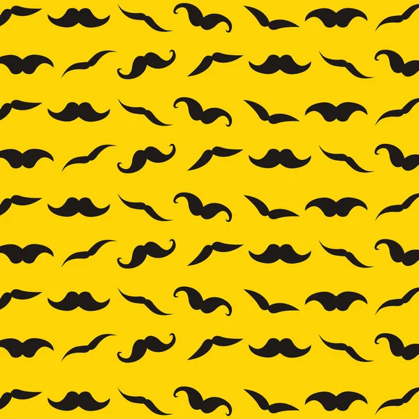 Κίτρινο μοτίβο με ρετρό μουστάκι για σχεδιασμό υφάσματος, φόντα — Διανυσματικό Αρχείο