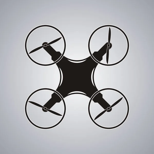 Drone icono negro logo elemento vista superior vector ilustración . Ilustraciones de stock libres de derechos