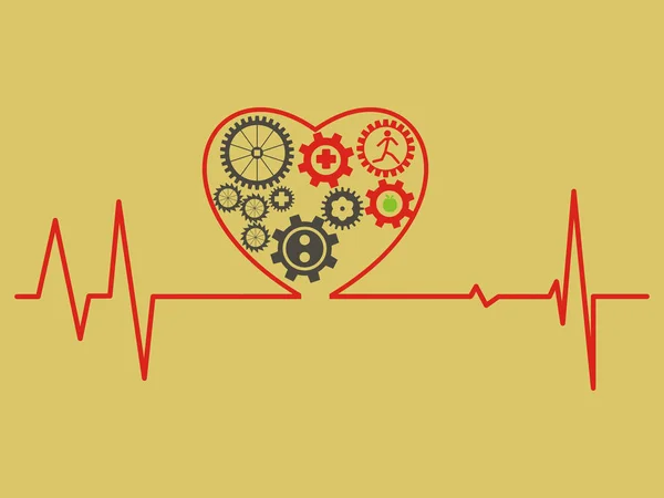 Egészségügyi koncepció. Cardiogram. Szív szimbólum áll a gea — Stock Vector