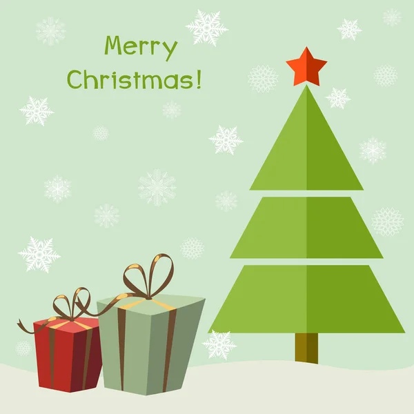 Árvore de Natal com presentes. Desenhos animados ilustração vetorial. Feliz Ne. —  Vetores de Stock
