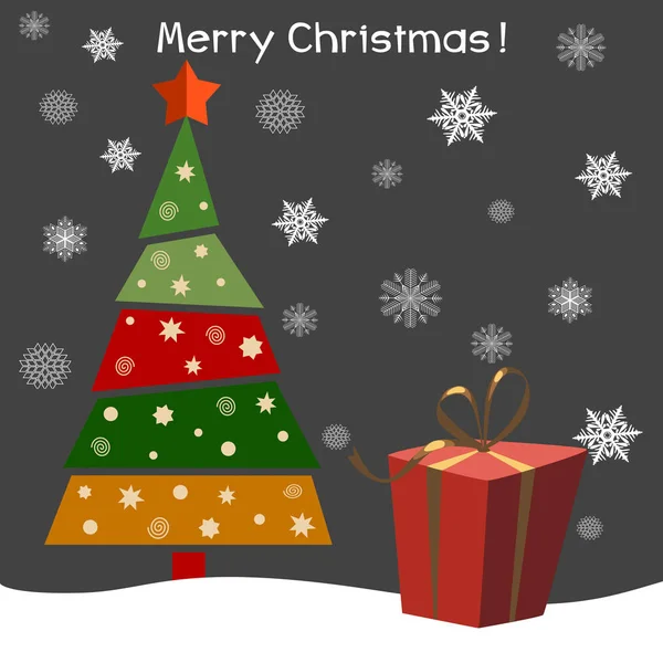 Árbol de Navidad con regalos. Ilustración vectorial. Feliz Año Nuevo . — Archivo Imágenes Vectoriales