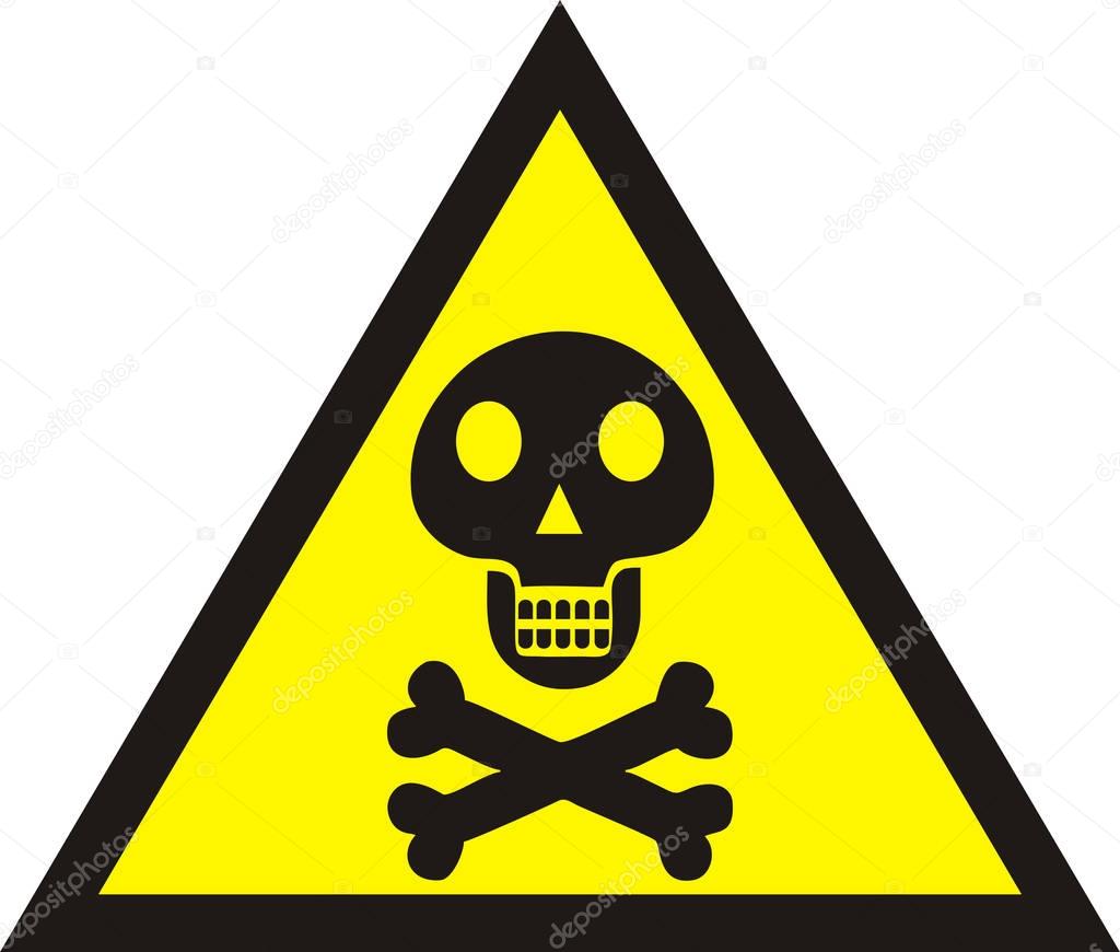 Danger sign with skull symbol. Deadly danger sign, warning sign, — Stock Vector © yusai.ua