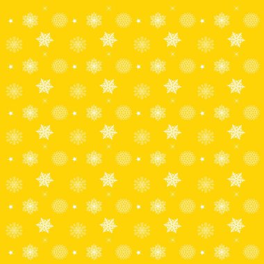 Kar taneleri, sarı arka plan - desenle kar tanesi vektör pa