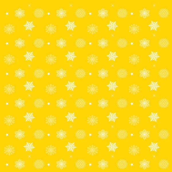 Padrão com flocos de neve, fundo amarelo - Snowflake vector pa — Vetor de Stock