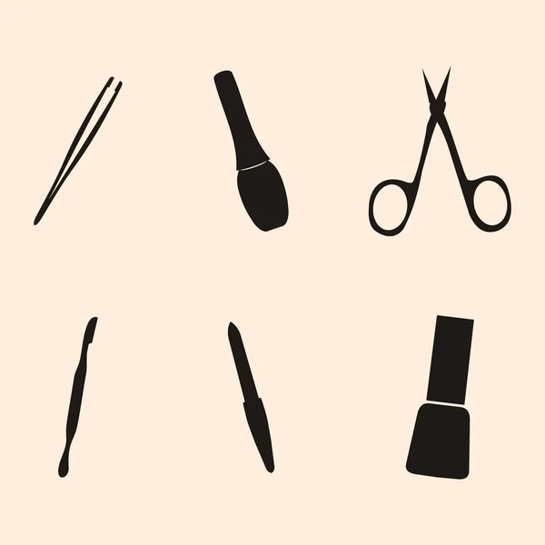 Manicura y chiropody herramientas colección de vectores. Vector — Vector de stock