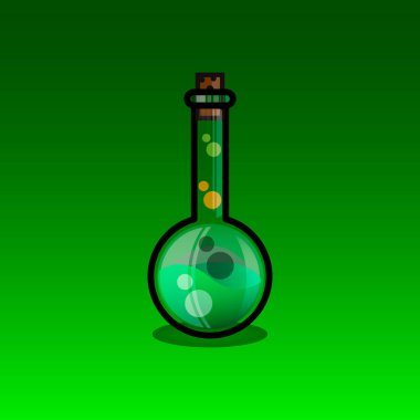 Kimyasal bir şişesi düz Illustration. Vektör çizim.