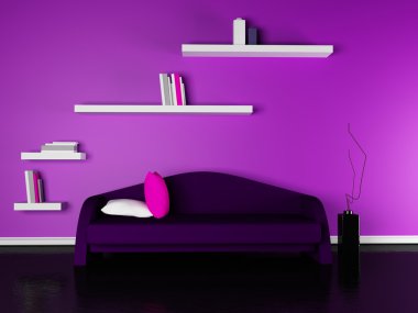 odasında, 3d modern kanepe