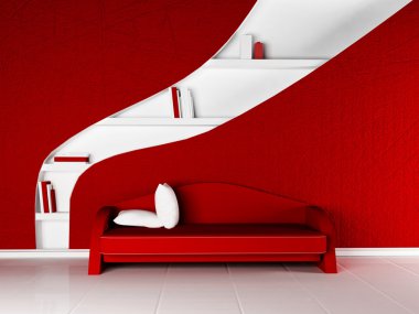 odasında, 3d modern kanepe