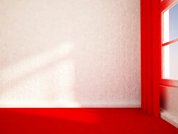 Pokoj v červených barvách, 3d — Stock fotografie