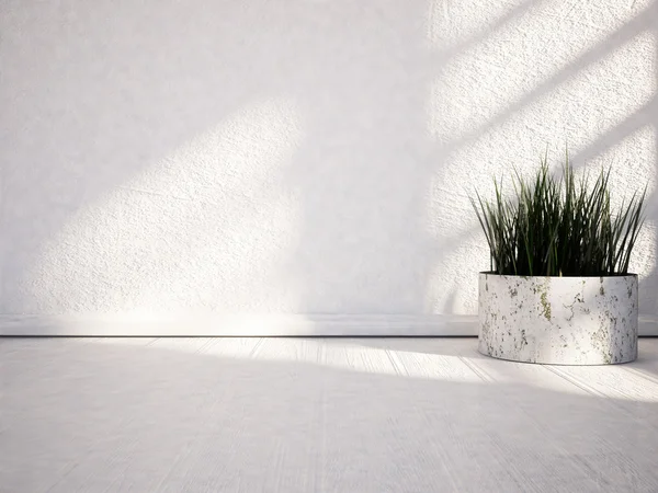Vase mit dem Gras auf dem Boden, 3d — Stockfoto