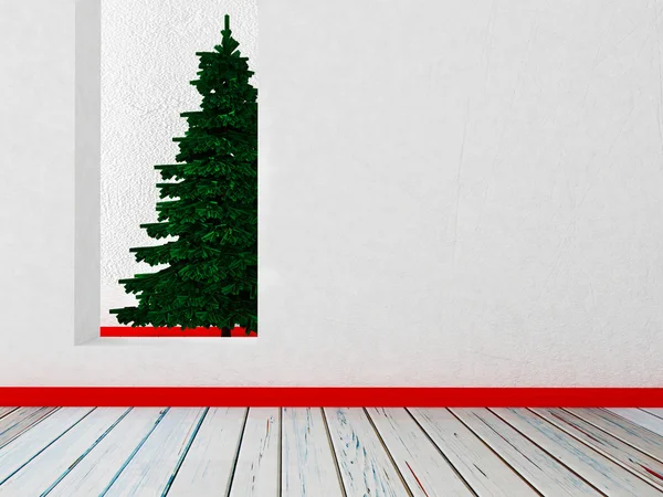 Árvore de natal no quarto, 3d — Fotografia de Stock