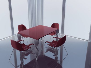 Oda, masa ve sandalyeler, 3d bir parçası 