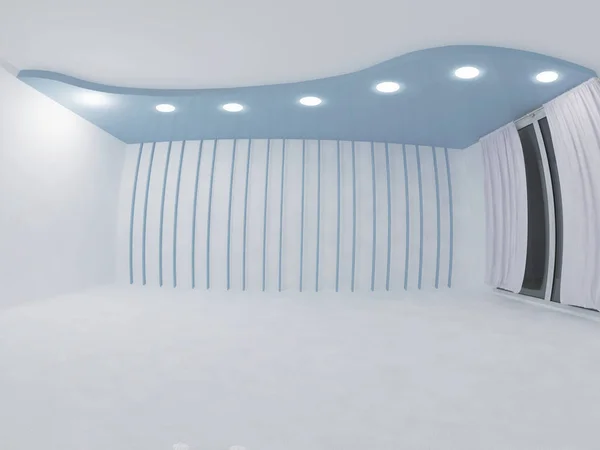 Leerer Raum mit abgehängter Decke, 3d — Stockfoto