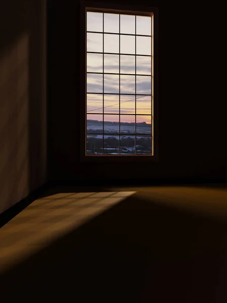 ウィンドウ、3 d と空の部屋 — ストック写真