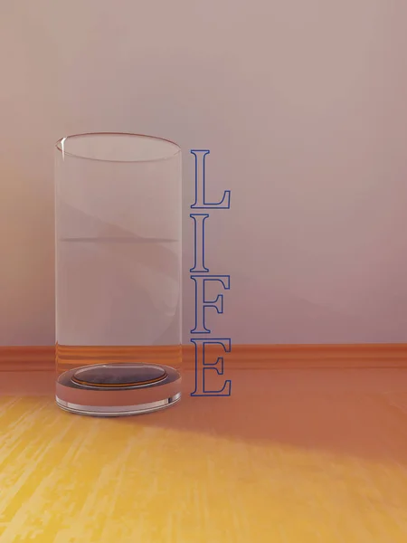 A glass wit a water on the table, 3d — Stock Photo, Image