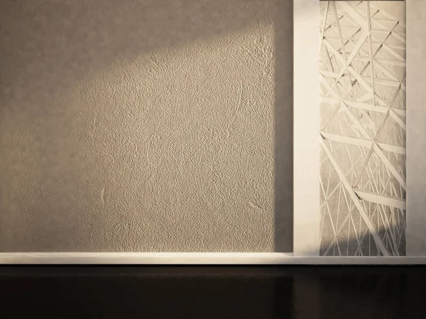空荡荡的房间，白色和灰色的色彩，3d — 图库照片