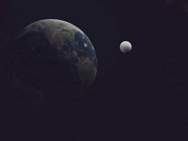 Некоторые планеты в темном пространстве, 3d — стоковое фото