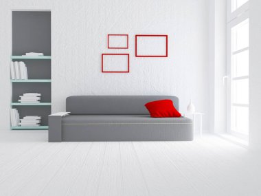 odasında, 3d modern kanepe