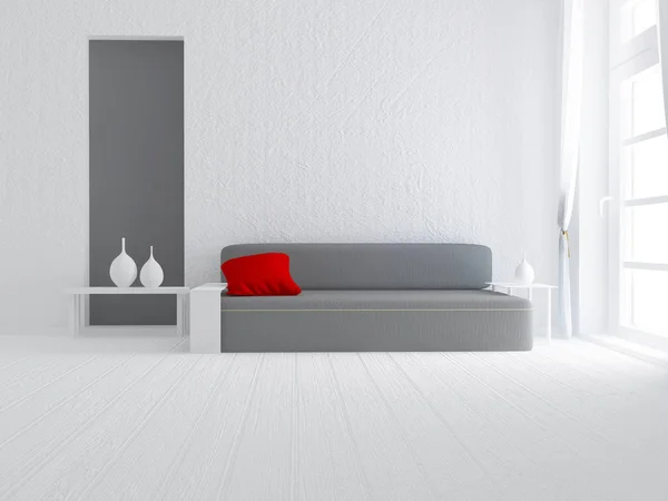 Sofá moderno en la habitación, 3d —  Fotos de Stock