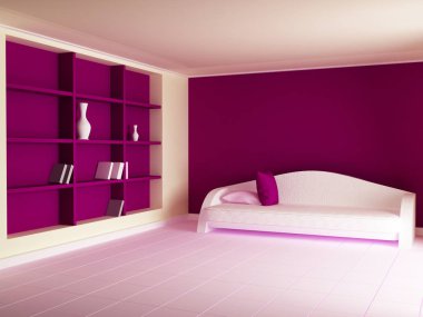 odasında, 3d modern kanepe