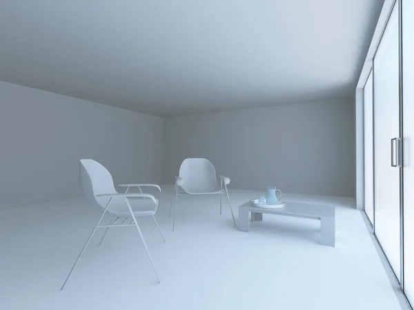 Nowoczesne krzesło w pokoju, 3d — Zdjęcie stockowe