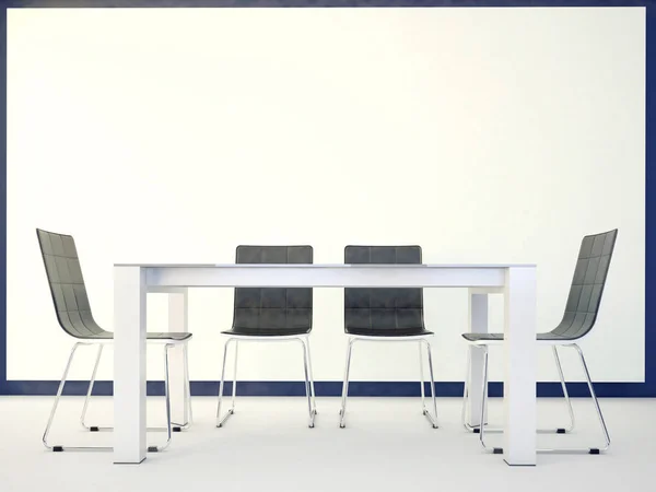 椅子和一张桌子，一个会议厅，3d — 图库照片
