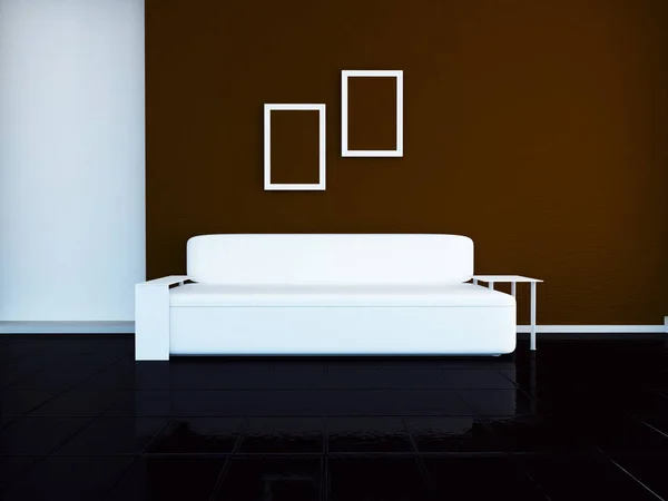 Modern sofa in the room, 3d — Stock Photo, Image