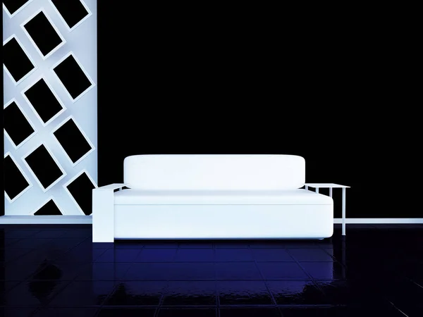 Ο σύγχρονος καναπές στο δωμάτιο, 3d — Φωτογραφία Αρχείου