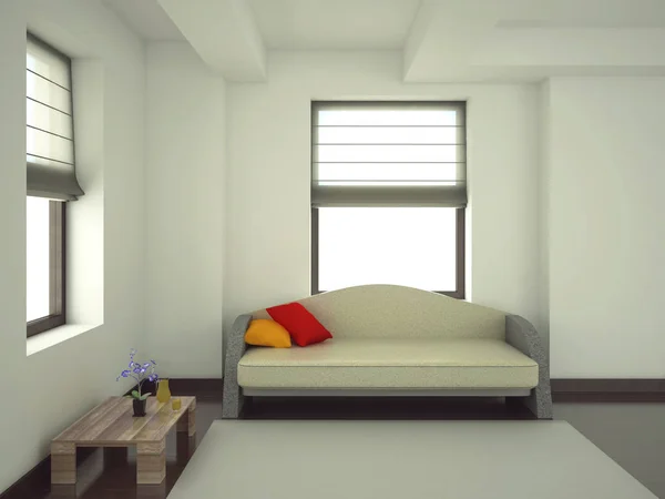 Современный диван в номере, 3d — стоковое фото